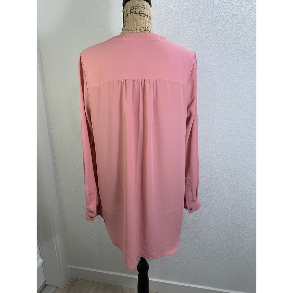 (G-223)Joan Vass New York Womens Pink Blouse Size M Long Sleeve Button Front 100 - Picture 4 of 8